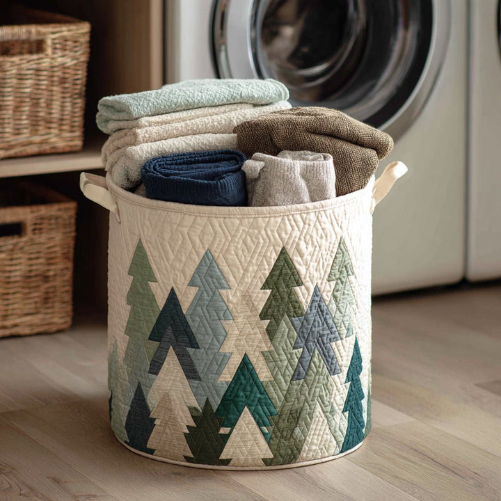 Panier à Linge Matelassé Arbres Verts de Noël NCU0HNH071