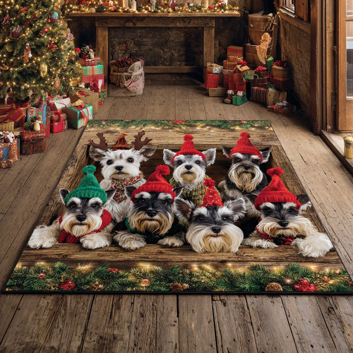 Christmas Schnauzer Crate Area Rug NCU0HH1478