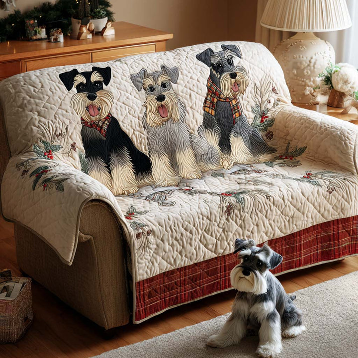 Housse de canapé matelassée Schnauzer de Noël