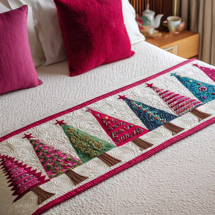 Couverture de Lit Matelassée avec Motifs de Sapins de Noël