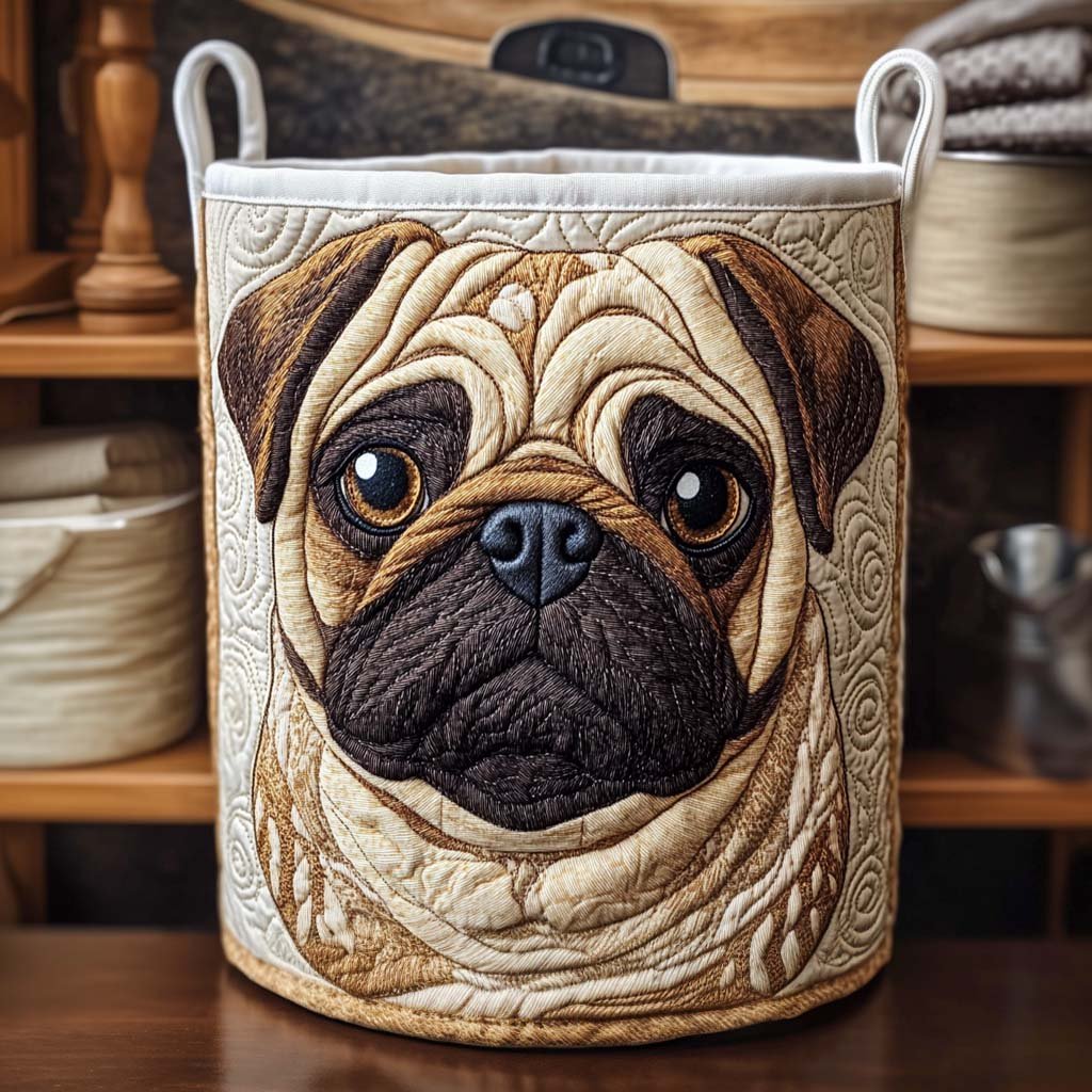 Panier à linge matelassé Pug classique et confortable NCU0NXD543