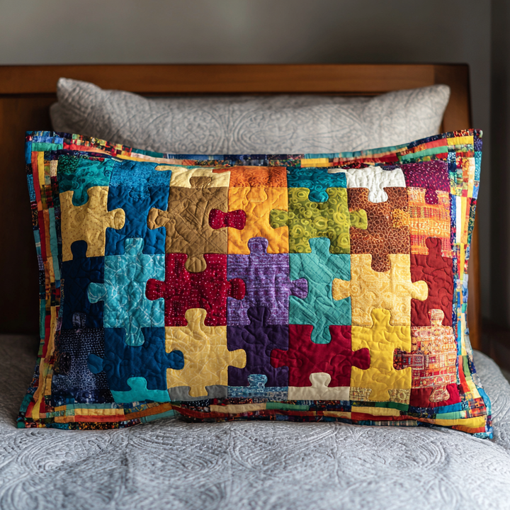 Housse de Coussin en Coton Matelassé avec Blocs de Couleur NCU0NT9579