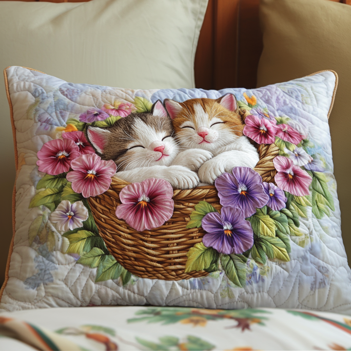 Housse de Coussin Matelassée avec des Chatons Colorés NCU0NT6367