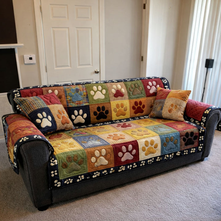 Housse de canapé matelassée en patchwork coloré