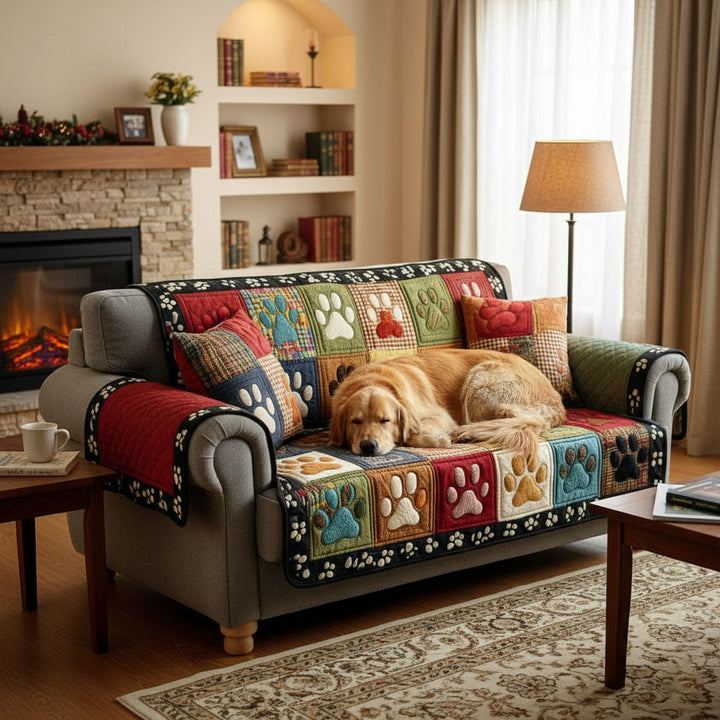 Housse de canapé matelassée en patchwork coloré