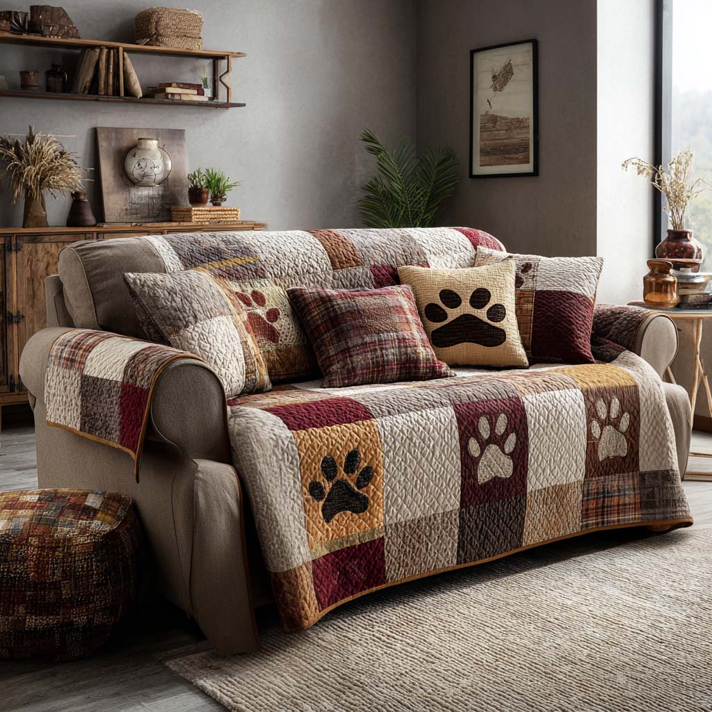 Housse de canapé matelassée Cozy Paws