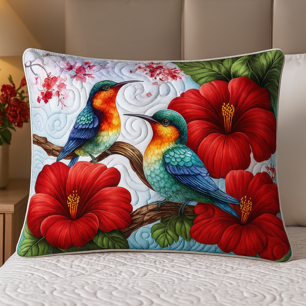 Housse de Coussin Matelassée Crimson Blossom Pair NCU0NT8642