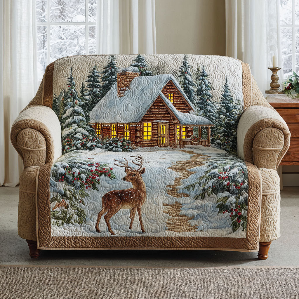 Housse de canapé matelassée pour chalet d'hiver