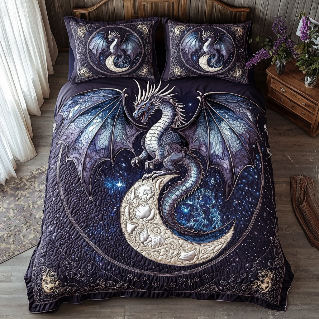Ensemble de literie matelassé Dragon 3 pièces