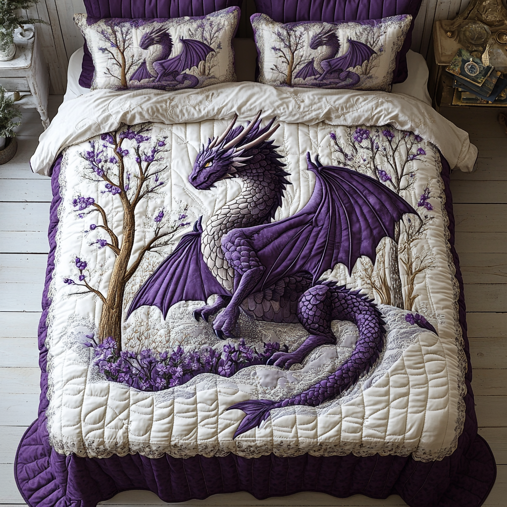 Ensemble de literie matelassé Dragon 3 pièces