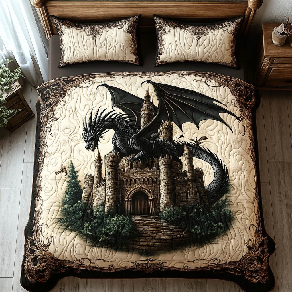 Ensemble de literie matelassé Dragon 3 pièces