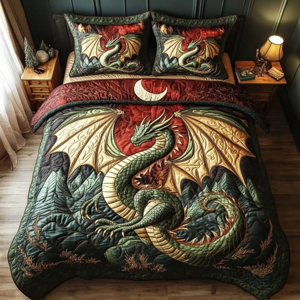 Ensemble de literie matelassé Dragon 3 pièces