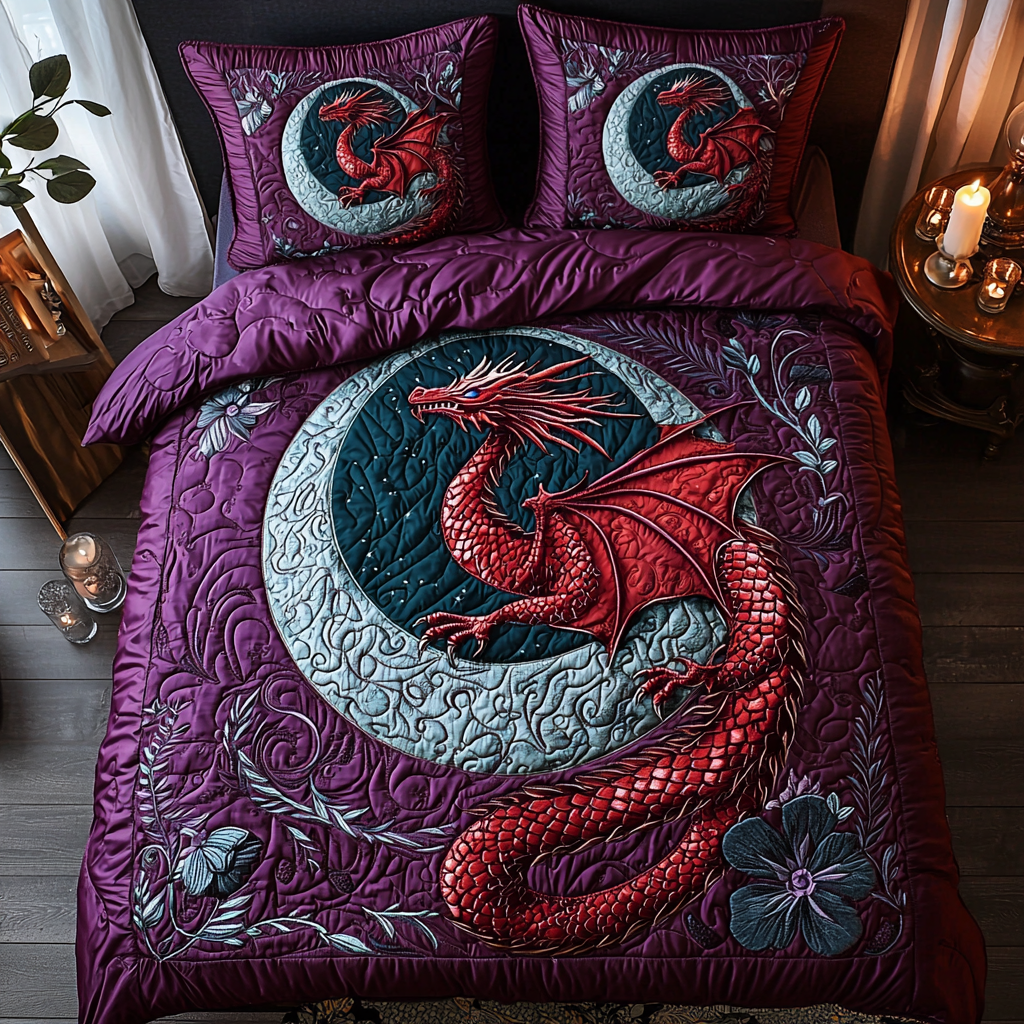 Ensemble de literie matelassé Dragon 3 pièces