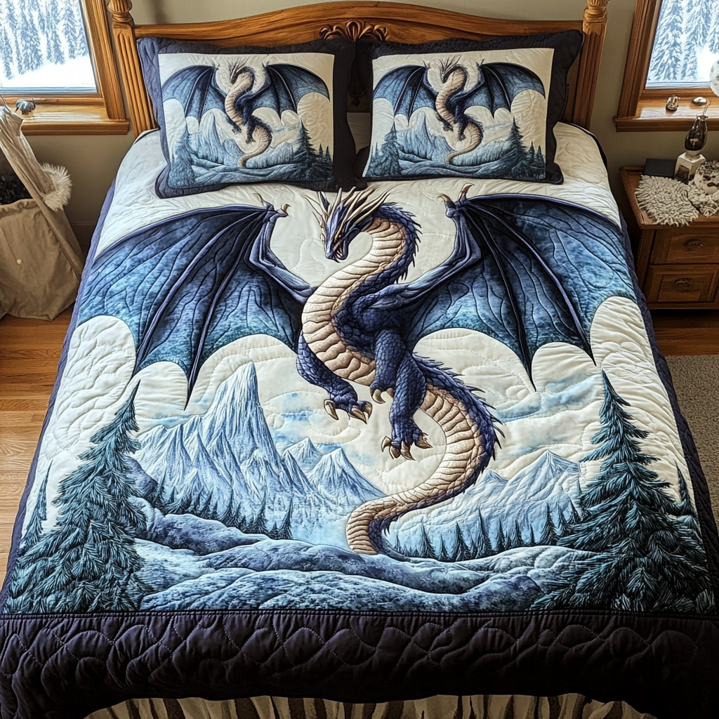 Ensemble de literie matelassé 3 pièces Dragon Crest