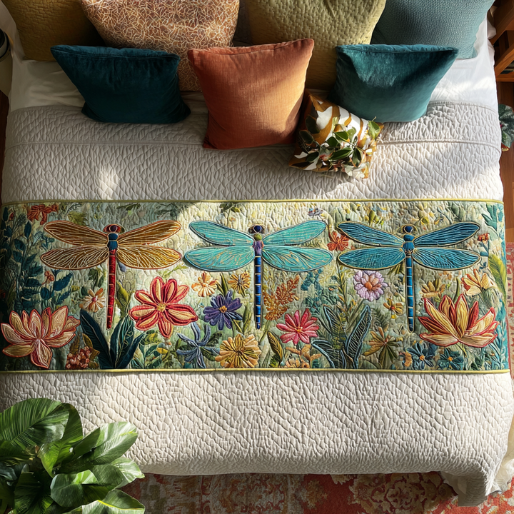 Couverture de Lit Matelassée Dragonfly Bloom