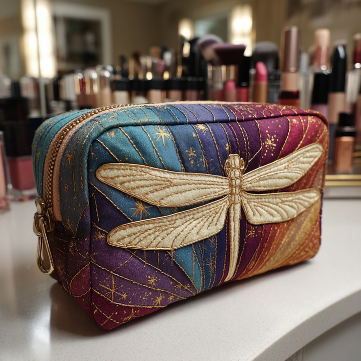 Trousse de Maquillage Matelassée en Forme de Libellule