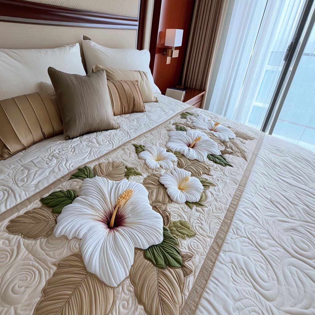 Couverture de Lit Matelassée Élégante en Blanc