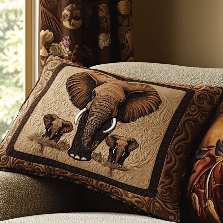 Housse de Coussin Matelassée Forêt d'Éléphants NCU0DV6347
