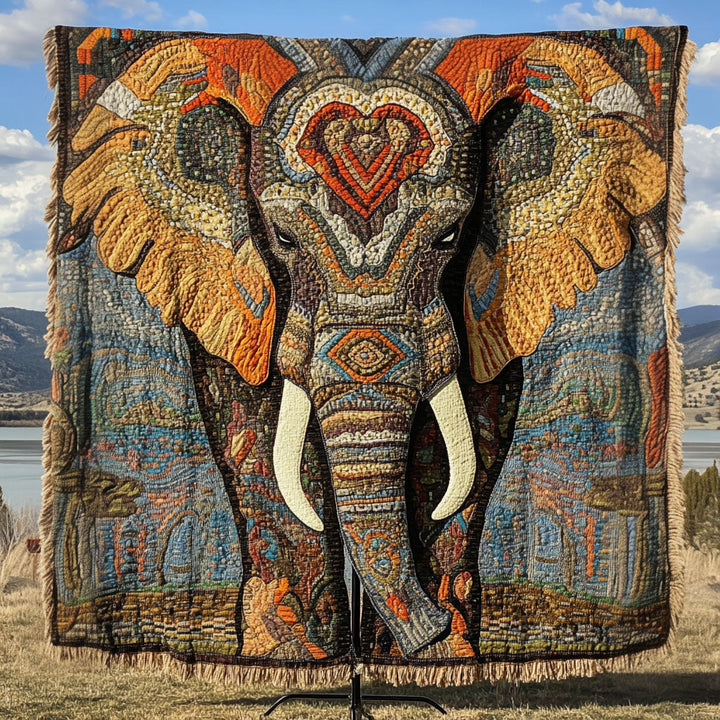 Couverture en Tissu Tissée Safari Éléphant