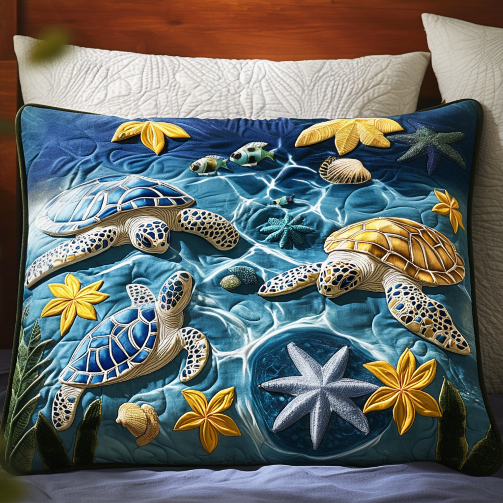 Housse de Coussin Matelassée Jardin de Tortues Enchantées NCU0NT7269