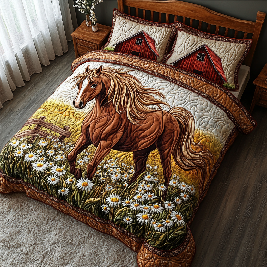 Ensemble de literie matelassée 3 pièces Cheval