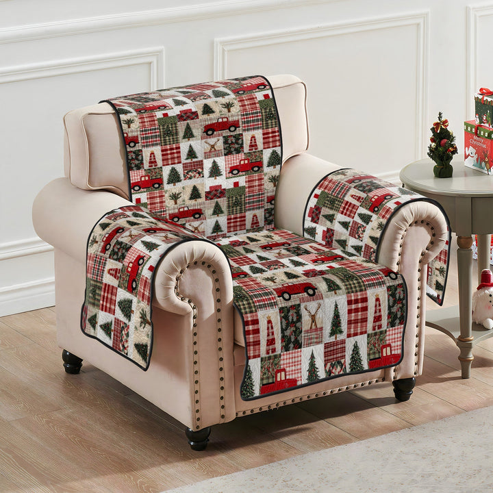Housse de canapé matelassée Festive Evergreen