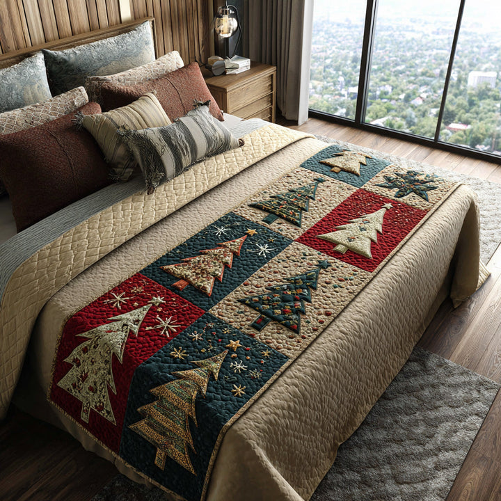 Couverture de Lit Matelassée Festive en Pins