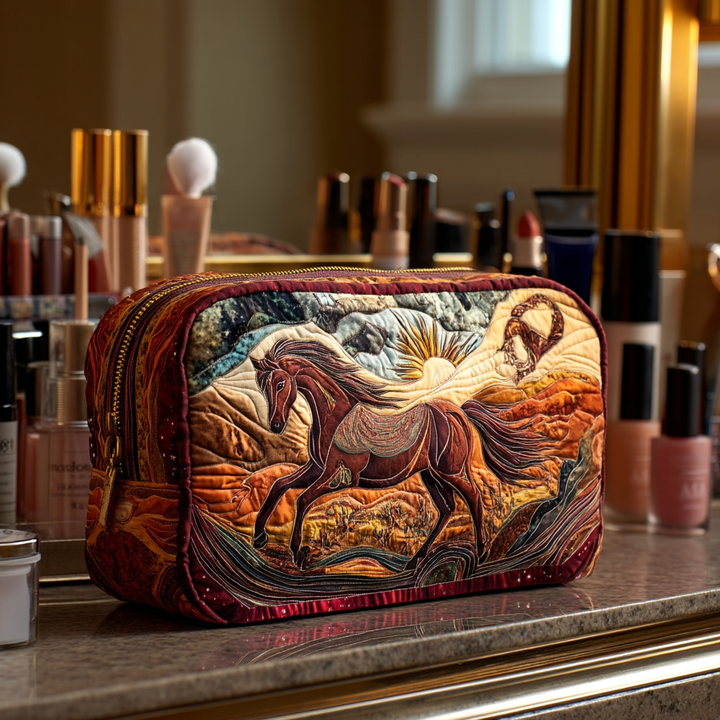 Trousse de Maquillage Matelassée Cheval de Feu