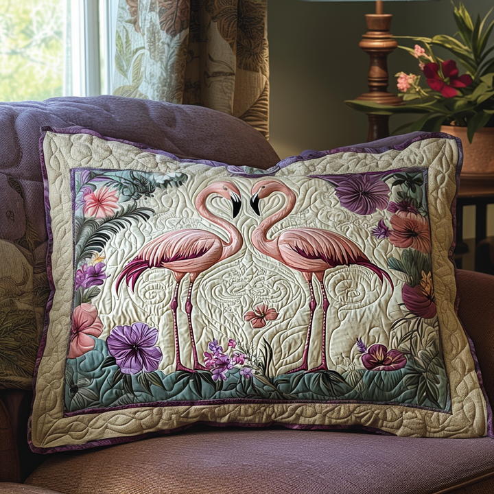 Housse de Coussin Matelassée Couple de Flamants NCU0DV6343