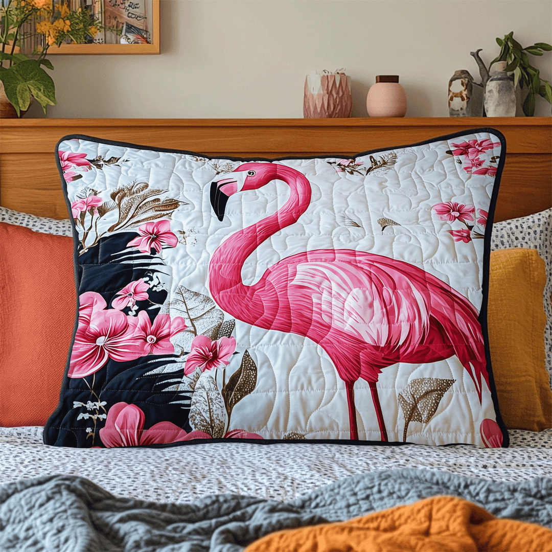 Housse de Coussin Matelassée Flamant Floral NCU0DV6348