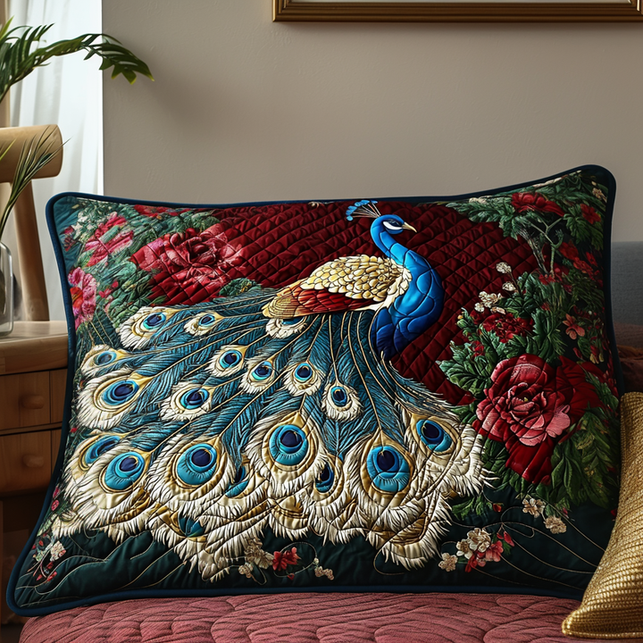 Housse de Coussin Matelassée Paon Floral NCU0DV6475