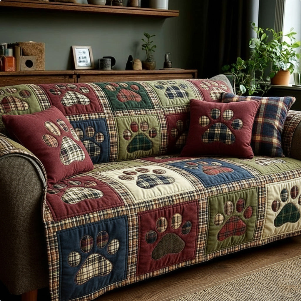 Housse de canapé matelassée Forest Jewel Love Paw