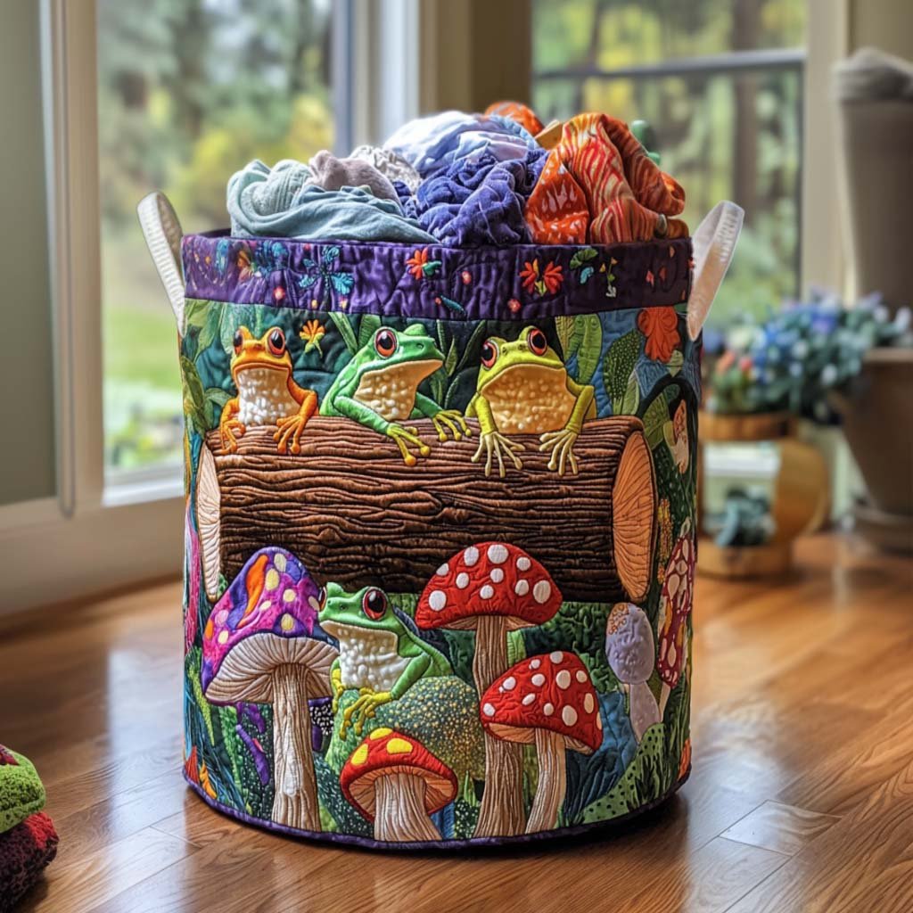 Panier à Linge Matelassé Famille Grenouille NCU0NNT1613
