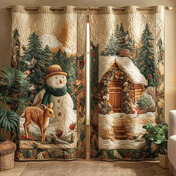 Rideaux Matelassés Bonhomme de Neige Jardin Gelé NCU0TD1608