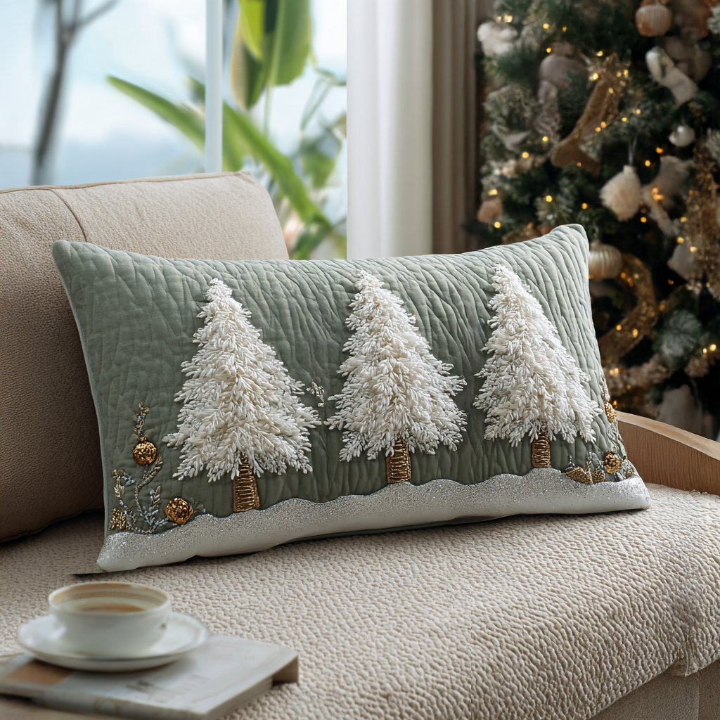 Housse de Coussin Matelassée Pins Givrées NCU0DV7563