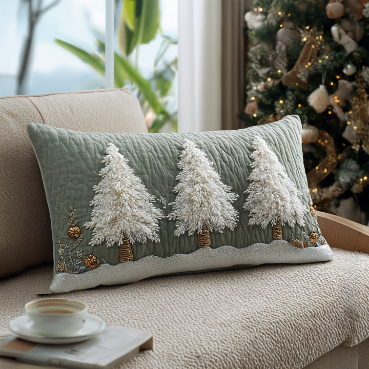 Housse de Coussin Matelassée Pins Givrées NCU0DV7563