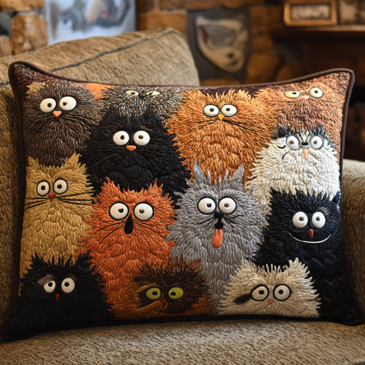 Housses de Coussin Matelassées Chats Drôles NCU0NT9937