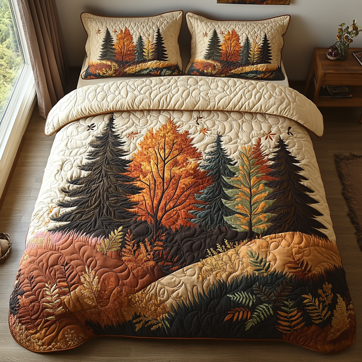 Ensemble de Literie Matelassé 3 Pièces Forêt
