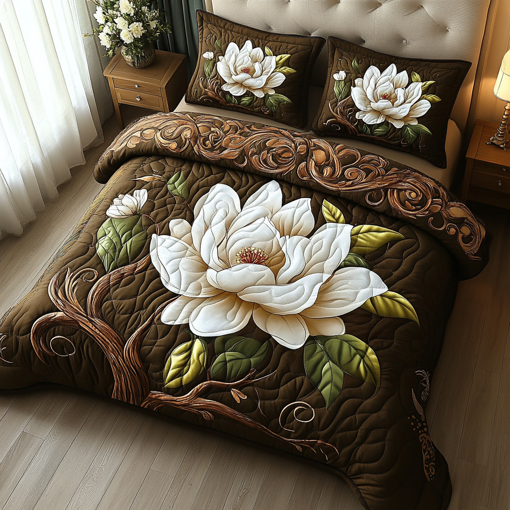 Ensemble de literie matelassé Magnolia 3 pièces