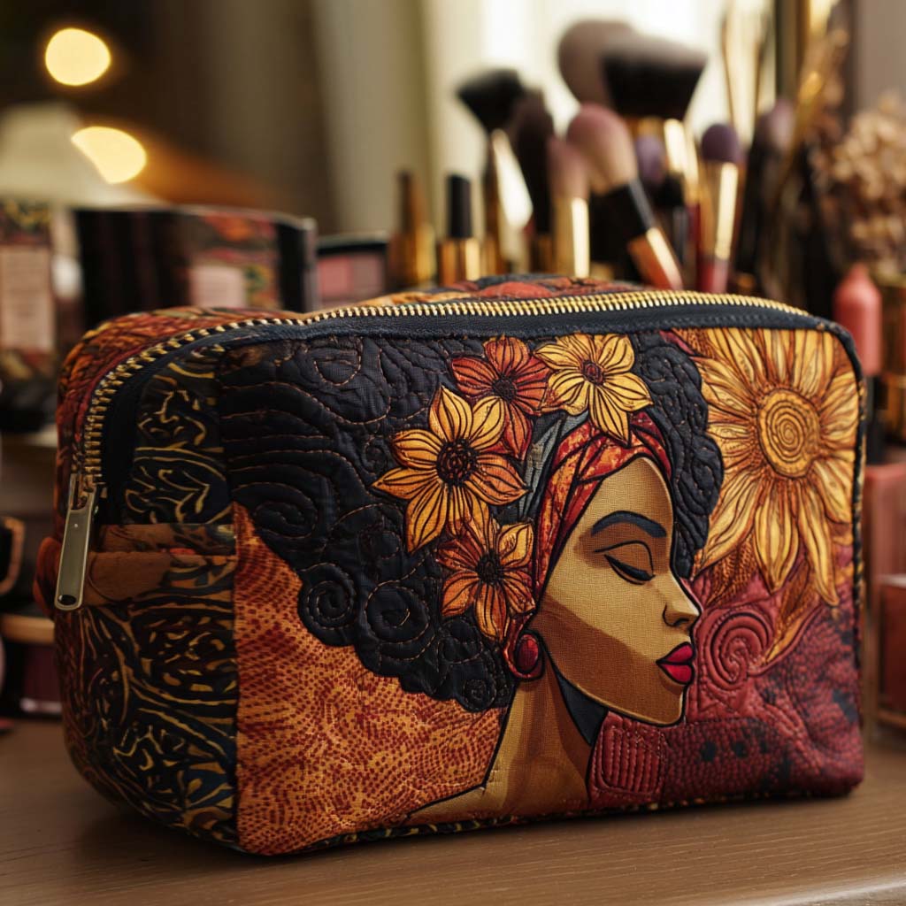 Trousse de Maquillage Matelassée en Or