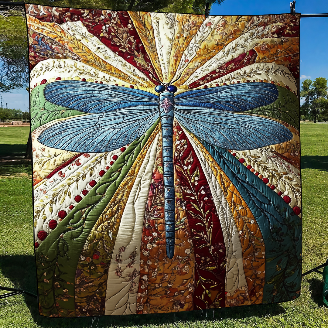 Golden Dragonfly Quilted Blanket NCU0DK5860