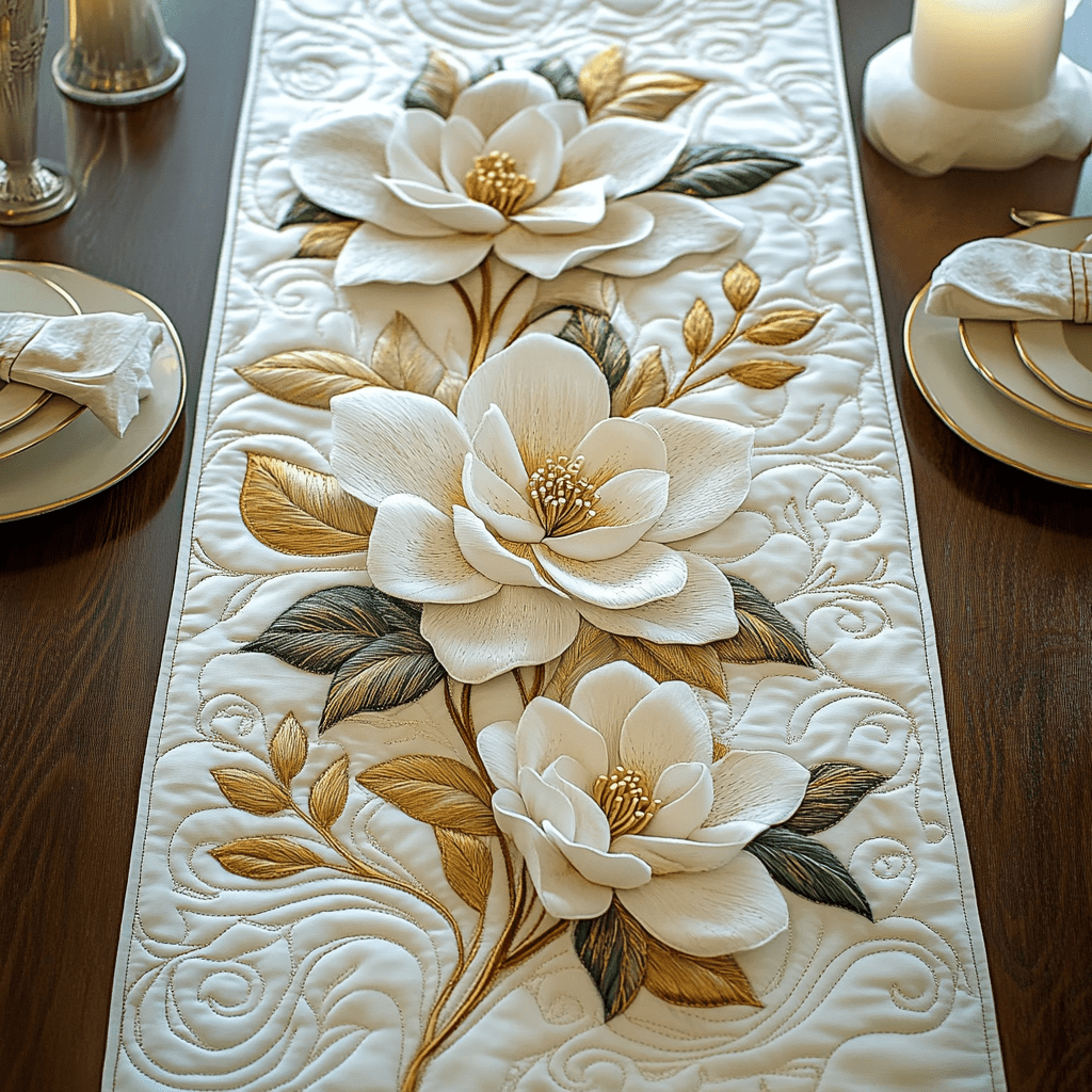 Nappe de Table Matelassée Golden Magnolia NCU0DV3640