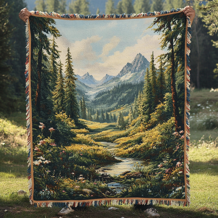 Couverture en Tissage Doré au Crépuscule