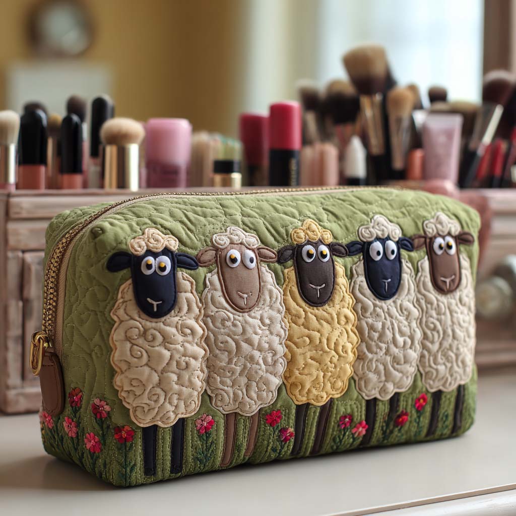Trousse de Maquillage Matelassée en Mouton