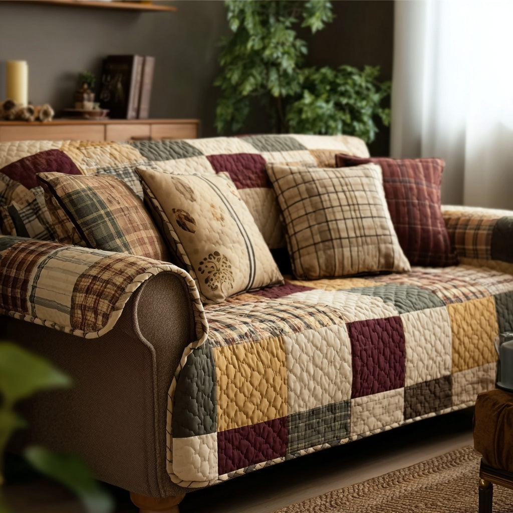 Housse de canapé matelassée en patchwork de ferme