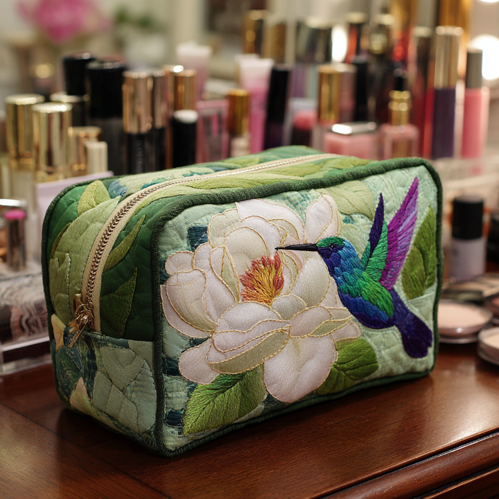 Pochette de Maquillage Matelassée en Forme de Colibri