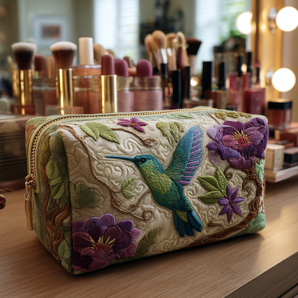 Trousse de maquillage matelassée Hummingbird Glow
