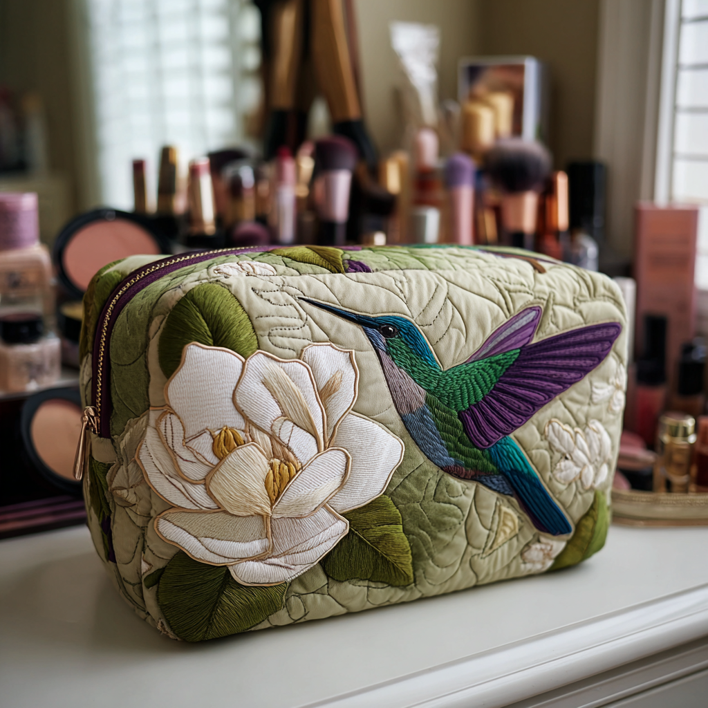 Trousse de Maquillage Matelassée Hummingbird Meadow