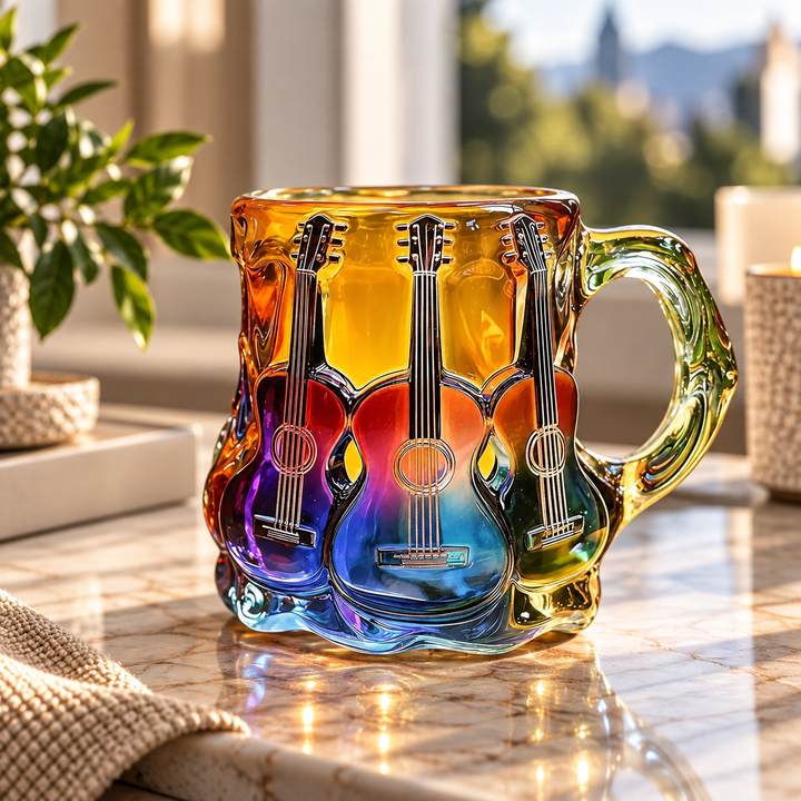 Tasse Artisanale avec Artwork de Guitare 3D
