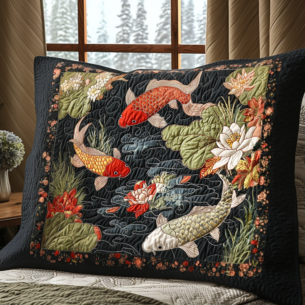Housse de Coussin Matelassée Élégance Koi Japonais NCU0DV6572